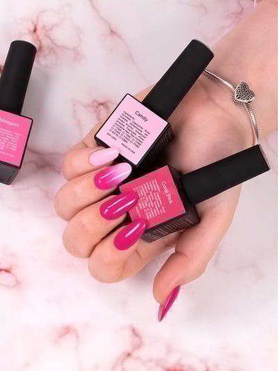 unghie sfumate fucsia